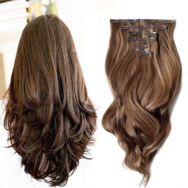 100% Russian Human Remy Seamless Clip-In Hair Extensions