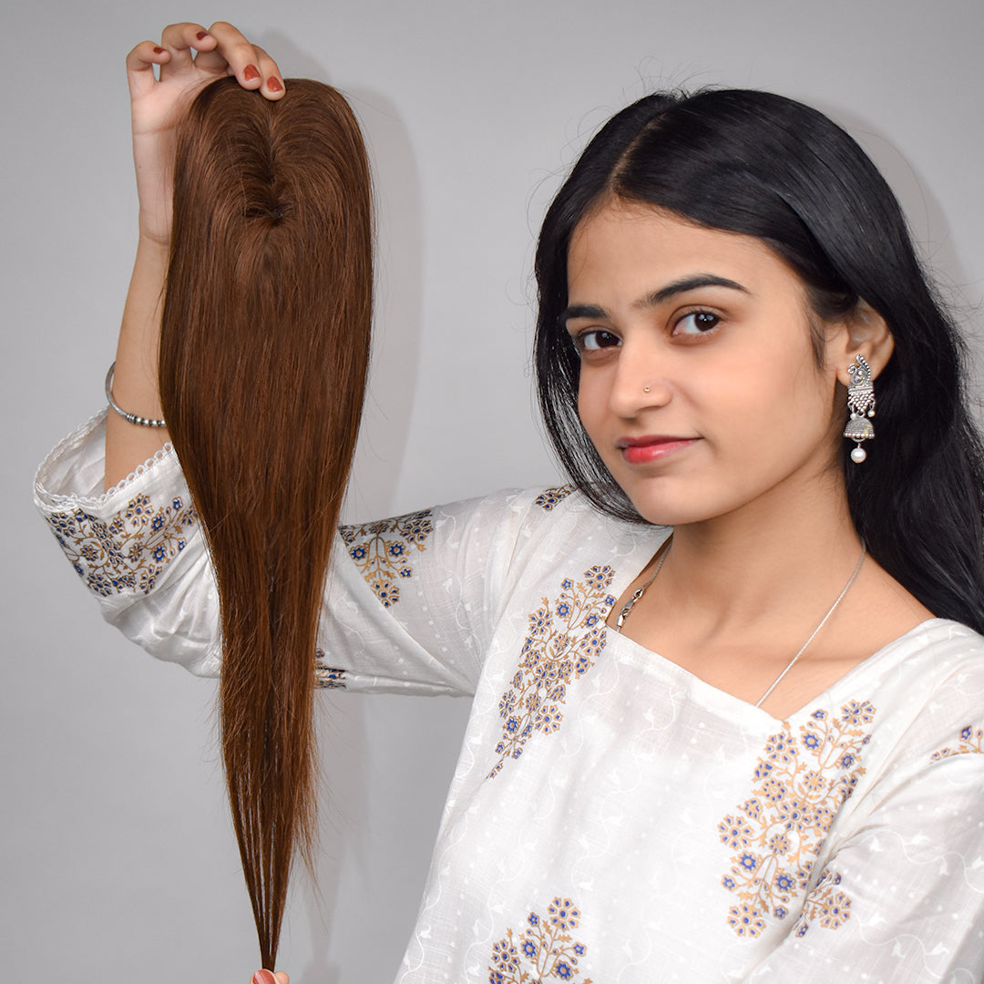 Lace Hair Topper – 14 Inch, Crown & Part Line Coverage for Thinning Hair