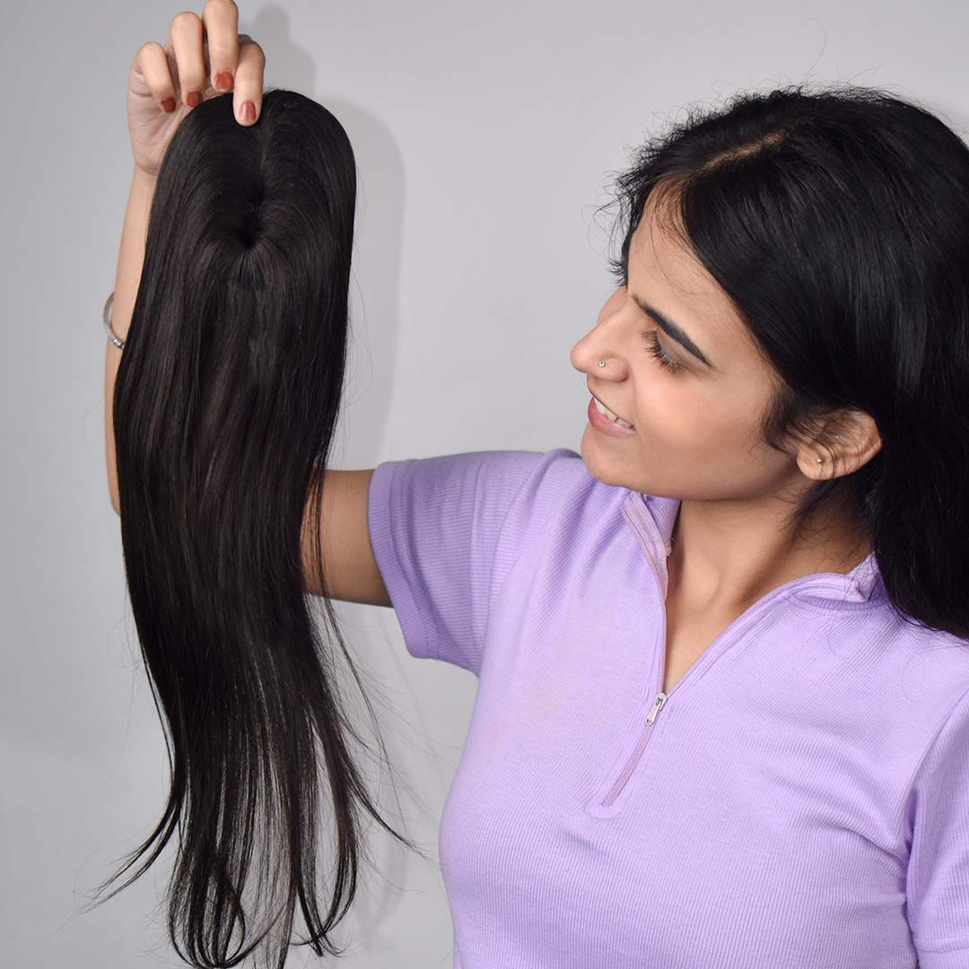 Lace Hair Topper – 16 Inch, Crown & Part Line Coverage for Thinning Hair