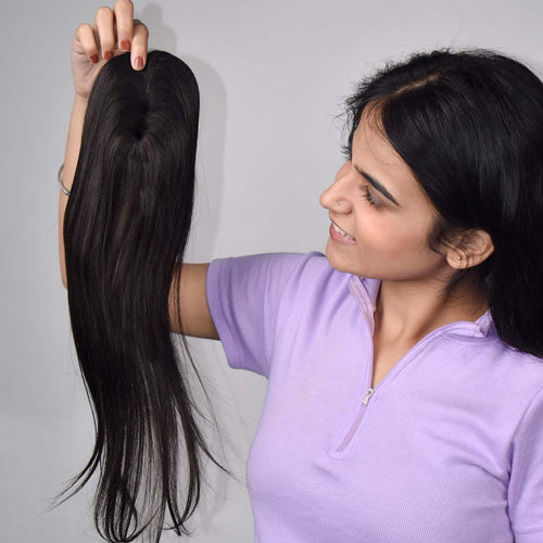 Lace Hair Topper – 16 Inch, Crown & Part Line Coverage for Thinning Hair