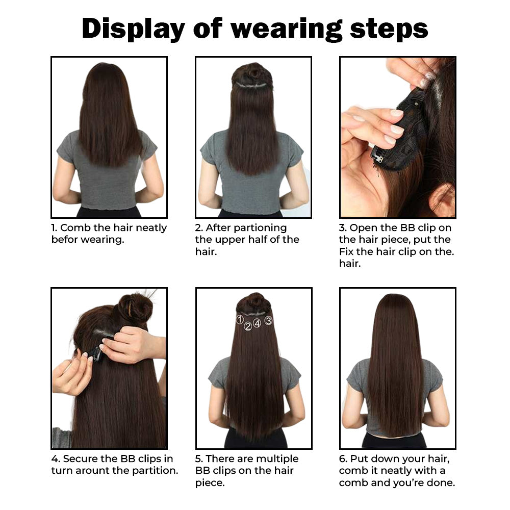7 Wavy Hairpiece 16 Clip in Hair Extensions