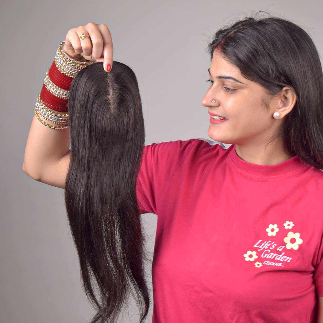 Silk Base Hair Topper – Mid Crown Coverage for Thinning Hair, 3×5 Base
