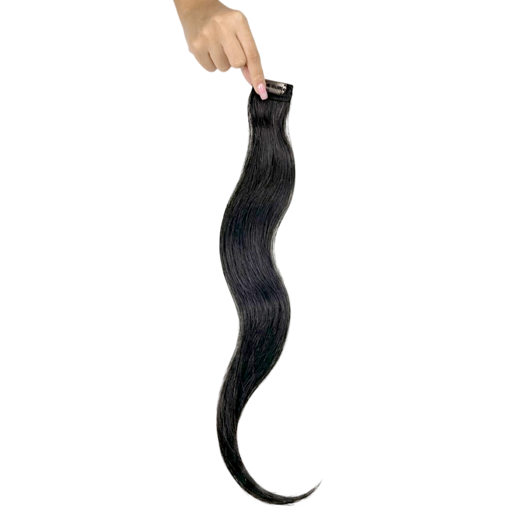 Single Clip Side Hair Streaks Extensions - Black