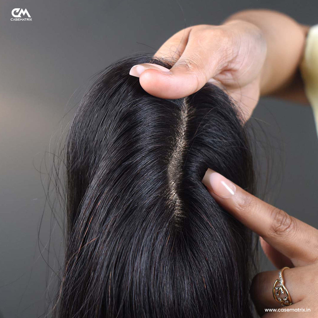 Silk Base Hair Topper – Narrow Crown 1.5×5 Base