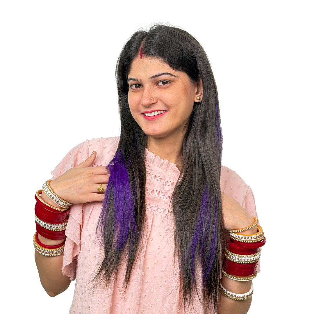 Single Clip Side Hair Streaks Extensions - Purple