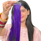 Single Clip Side Hair Streaks Extensions - Purple