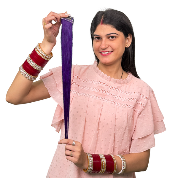 Single Clip Side Hair Streaks Extensions - Purple