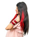 Single Clip Side Hair Streaks Extensions - Red
