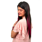 Single Clip Side Hair Streaks Extensions - Pink