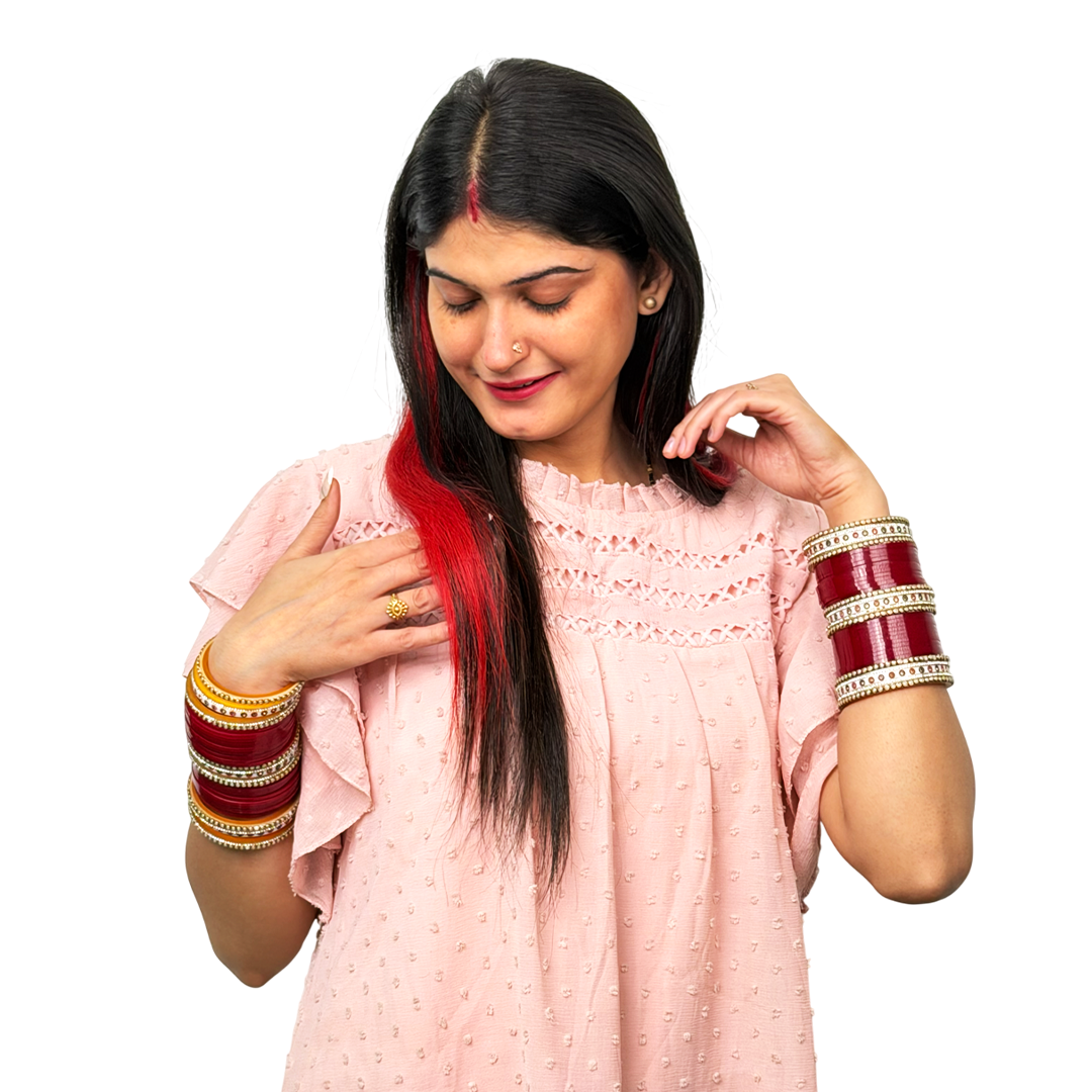 Single Clip Side Hair Streaks Extensions - Red