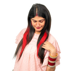 Single Clip Side Hair Streaks Extensions - Red