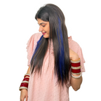 Single Clip Side Hair Streaks Extensions - Blue