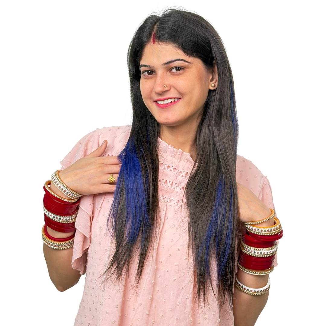 Single Clip Side Hair Streaks Extensions - Blue