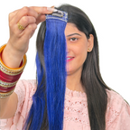 Single Clip Side Hair Streaks Extensions - Blue