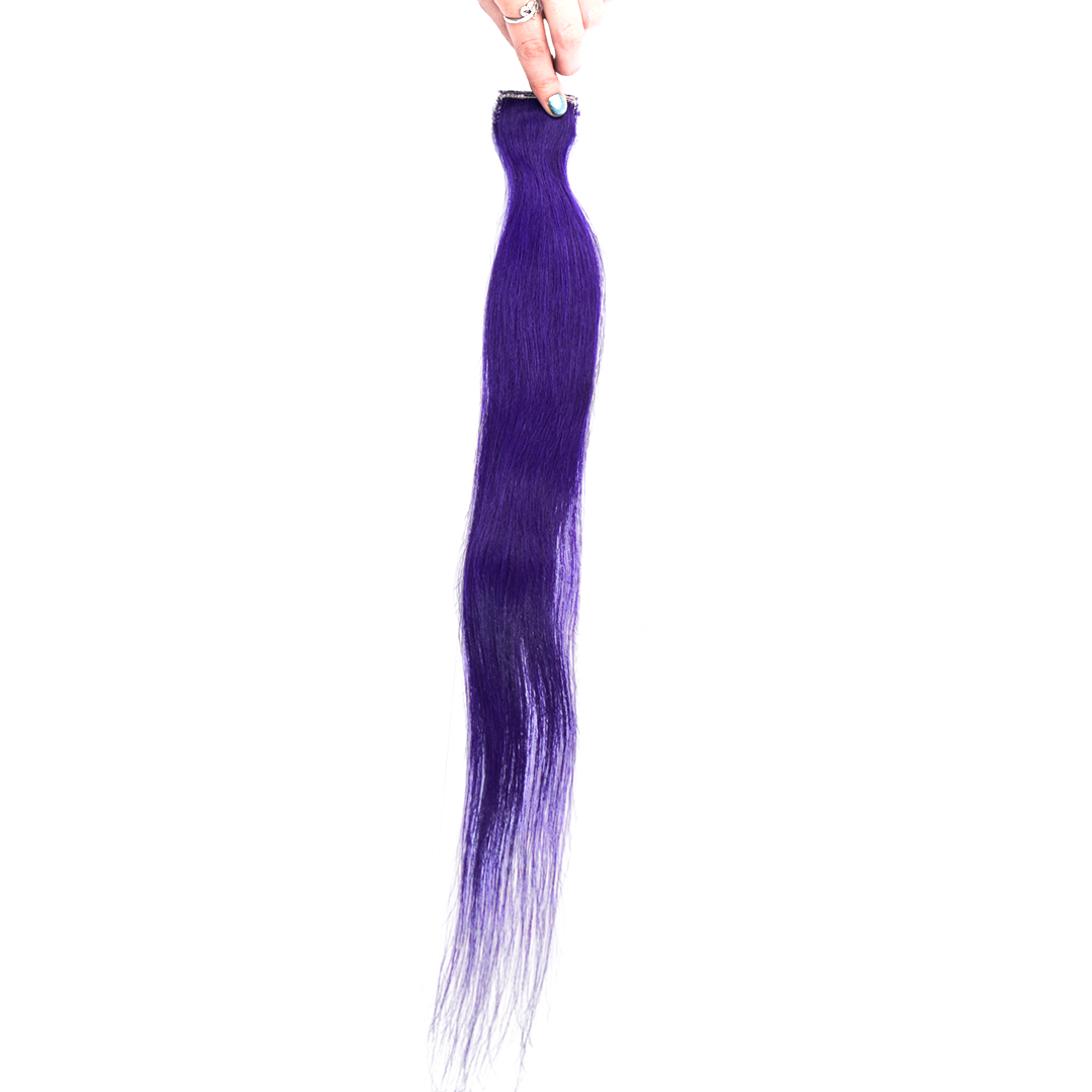 Single Clip Side Hair Streaks Extensions - Purple