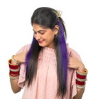 Single Clip Side Hair Streaks Extensions - Purple
