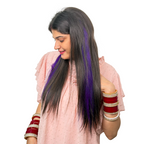 Single Clip Side Hair Streaks Extensions - Purple