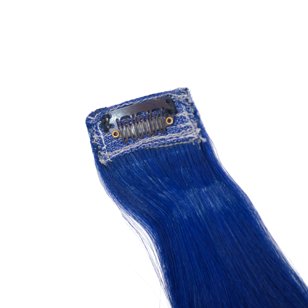 Single Clip Side Hair Streaks Extensions - Blue