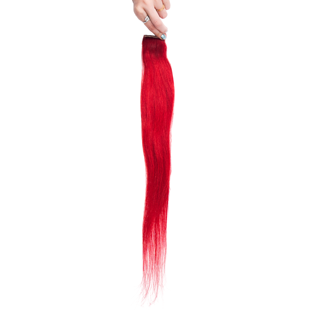 Single Clip Side Hair Streaks Extensions - Red