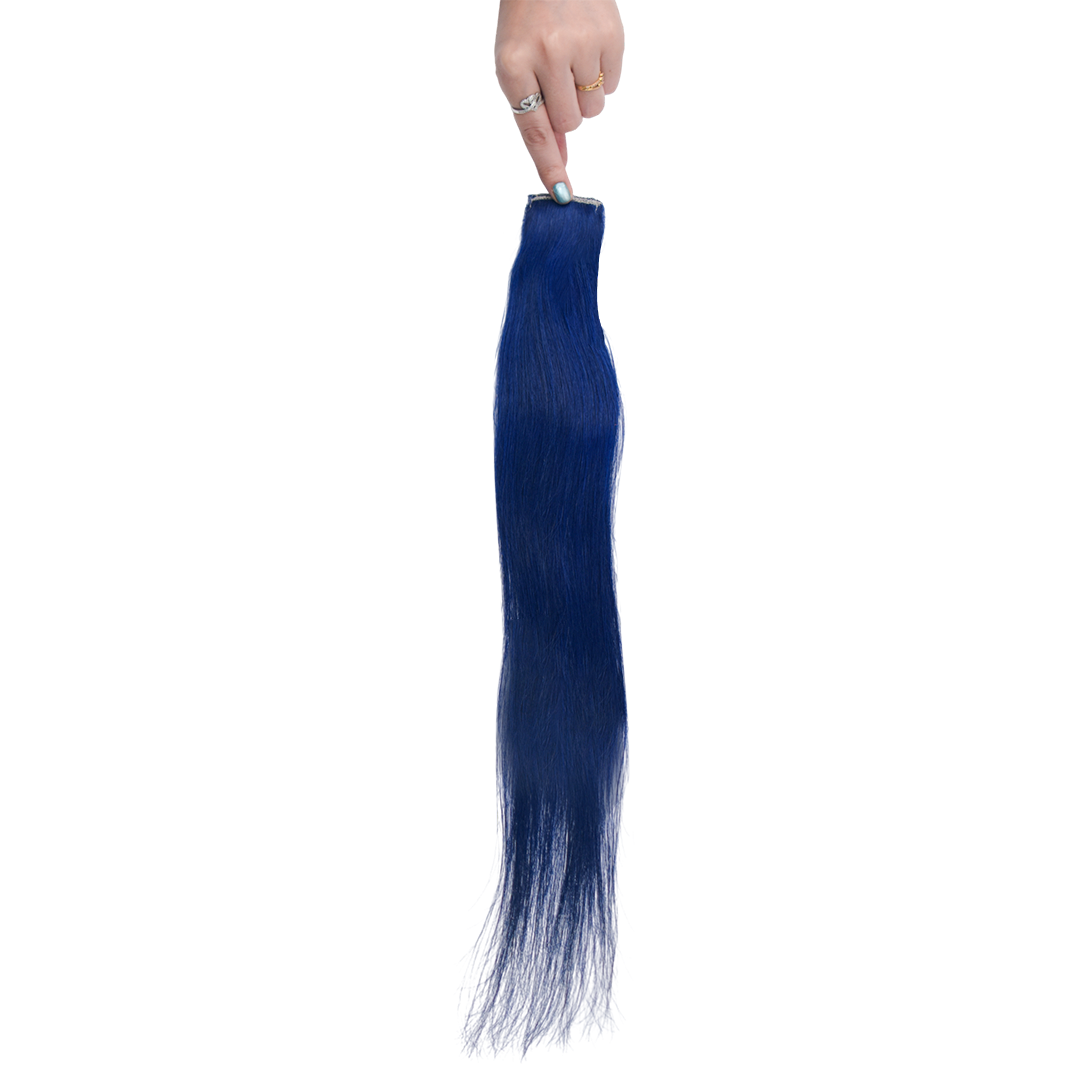 Single Clip Side Hair Streaks Extensions - Blue