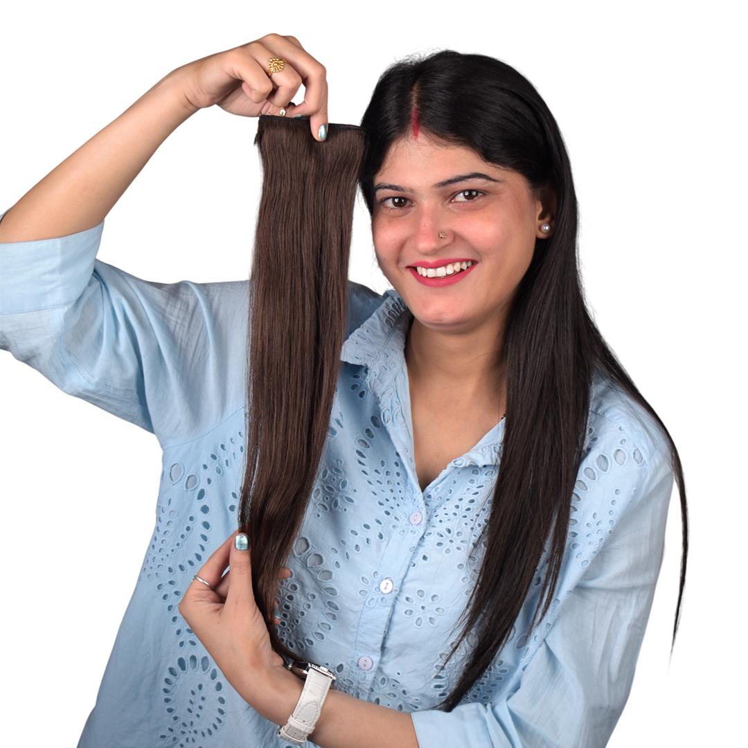 Dual Clip Side Hair Streaks Extensions - Black