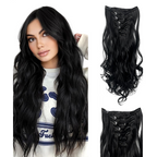 7 Wavy Hairpiece 16 Clip in Hair Extensions