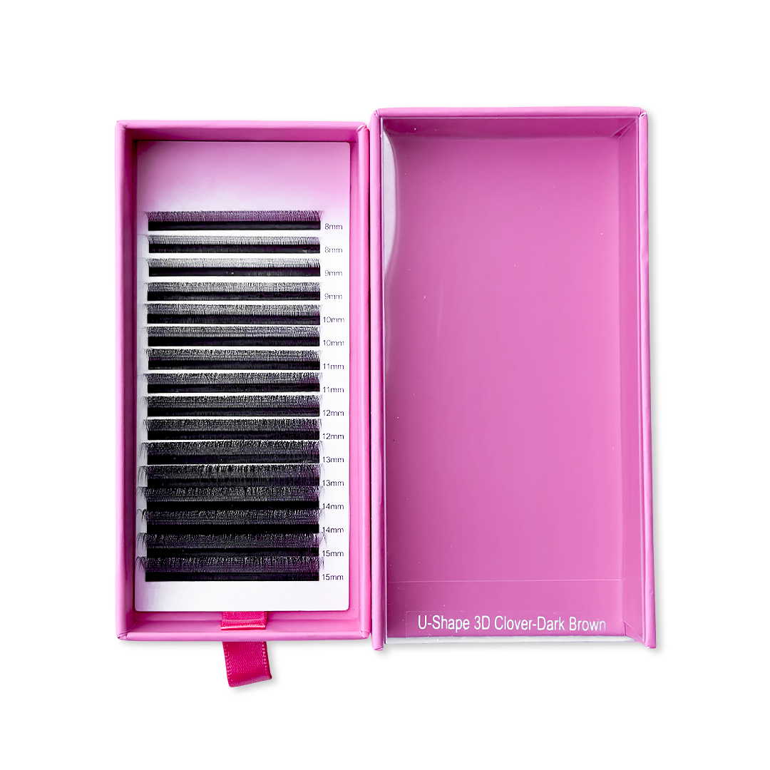U-Shaped 3D Clover Volume Lashes - Dark Brown