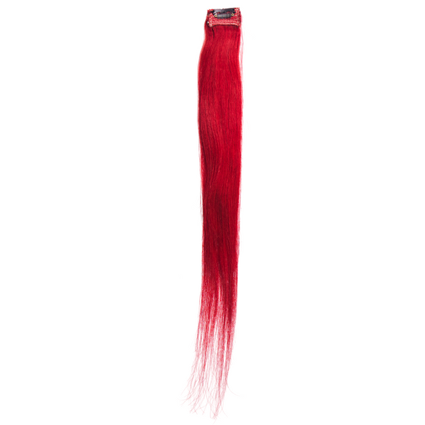 Single Clip Side Hair Streaks Extensions - Red