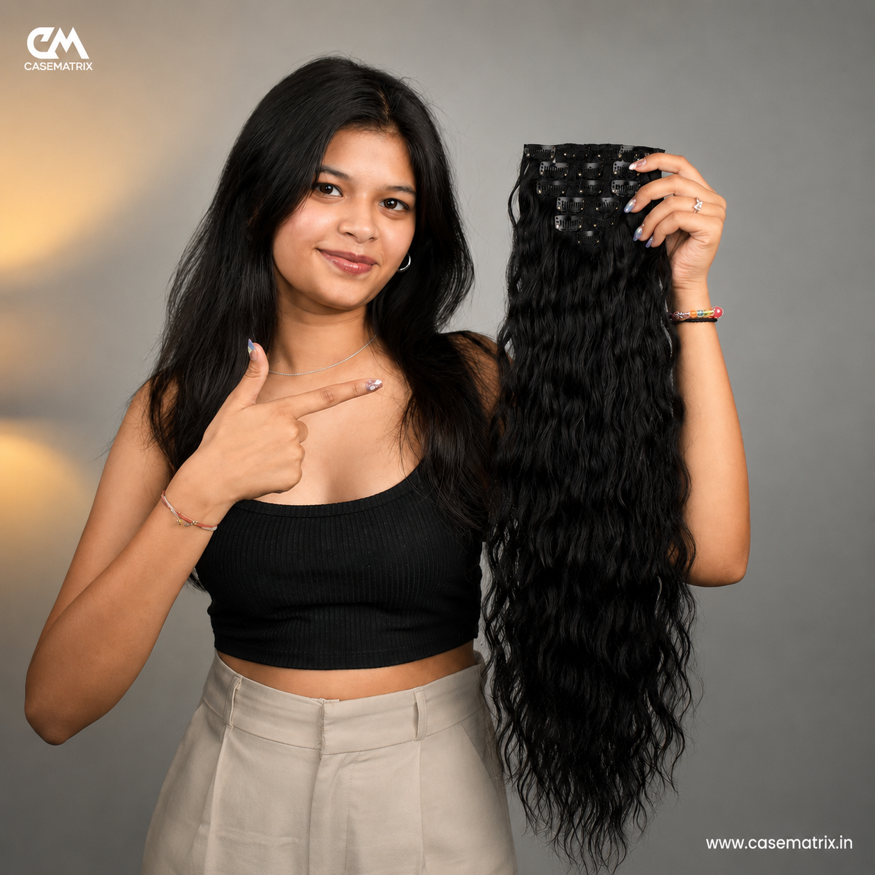 6 Pcs Set 16 Clip In Hair Extensions (Curly)