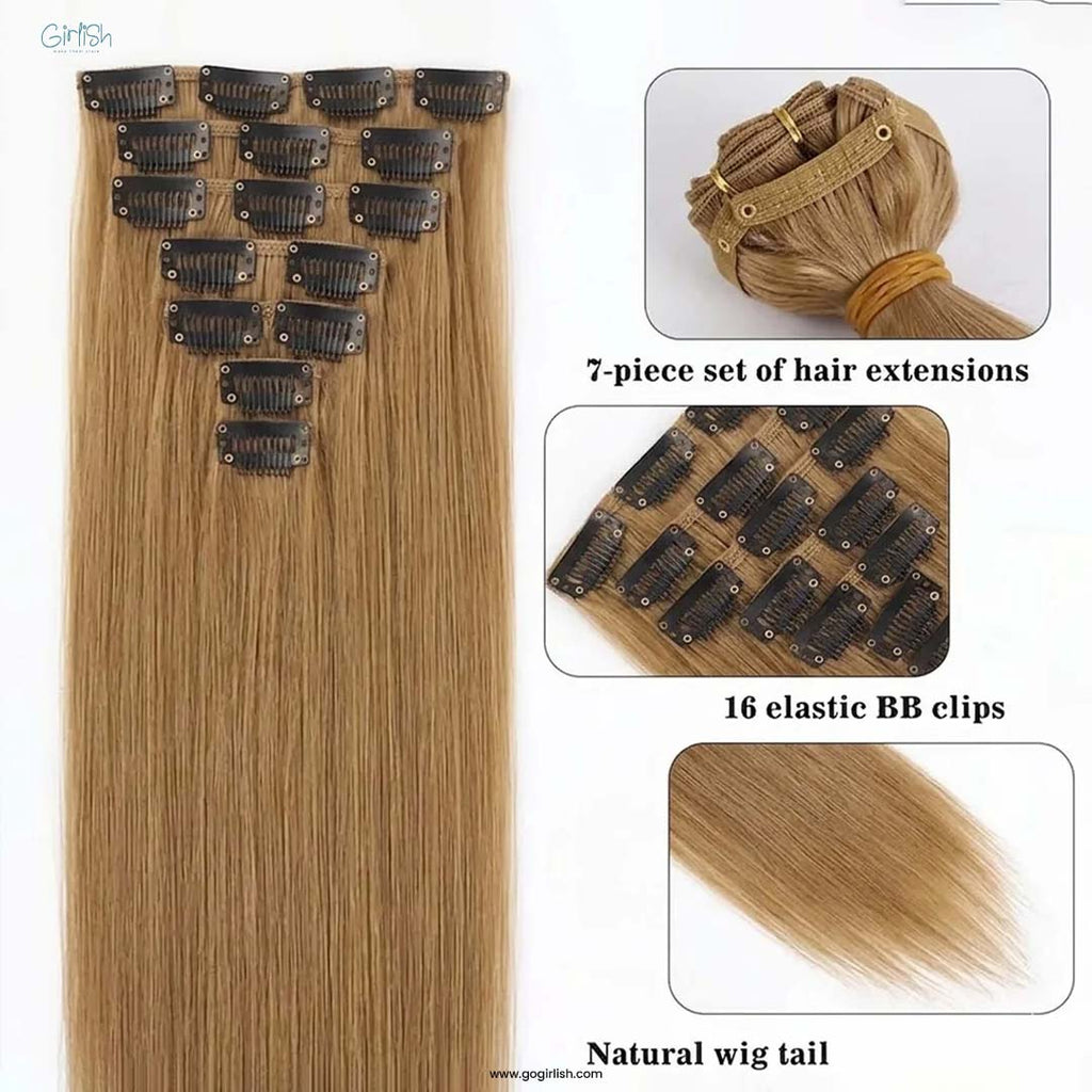7 Pcs Set 16 Clip In Hair Extensions (Straight)