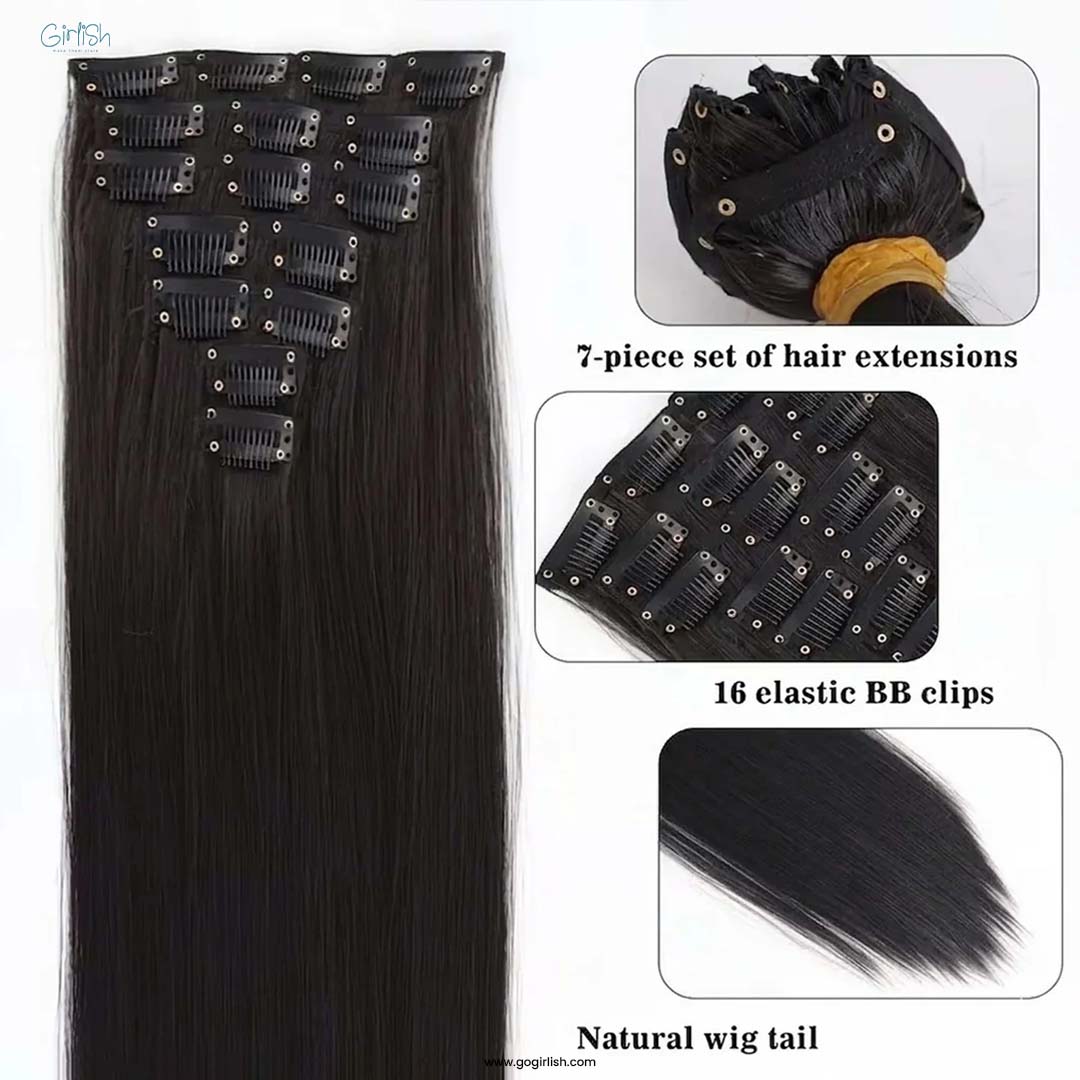 7 Pcs Set 16 Clip In Hair Extensions (Straight)