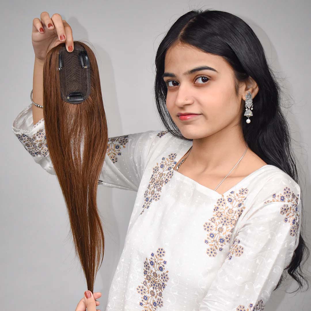 Lace Hair Topper – 14 Inch, Crown & Part Line Coverage for Thinning Hair