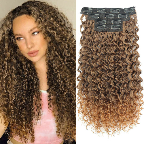 4 Pcs Set 11 Clip In Hair Extensions (Curly)