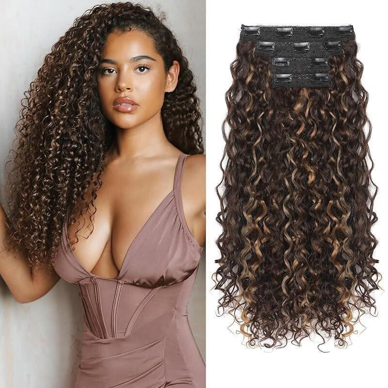 4 Pcs Set 11 Clip In Hair Extensions (Curly)