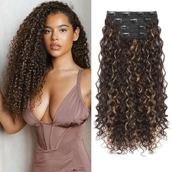 4 Pcs Set 11 Clip In Hair Extensions (Curly)