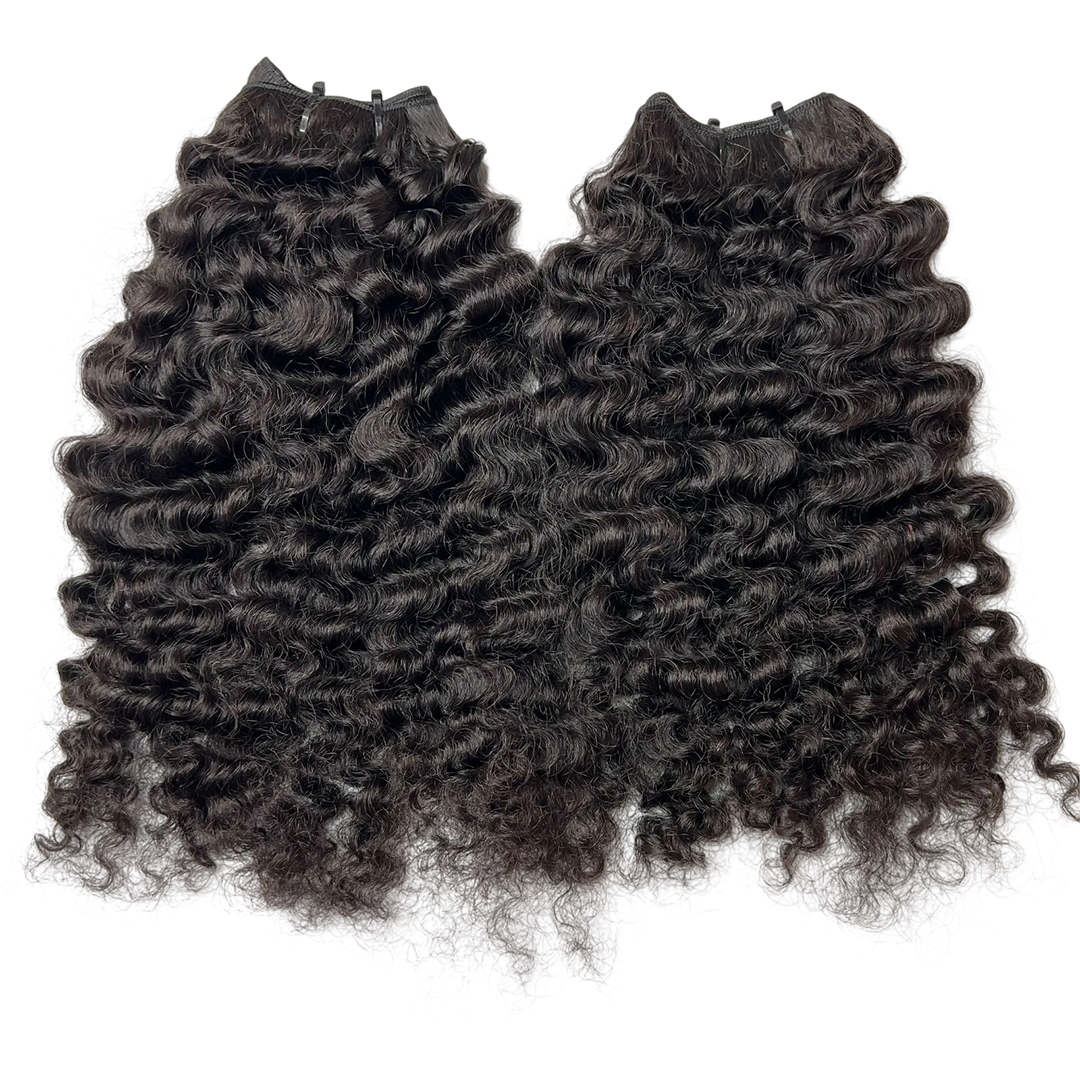 100% Indian Curly Virgin Human Hair Extensions