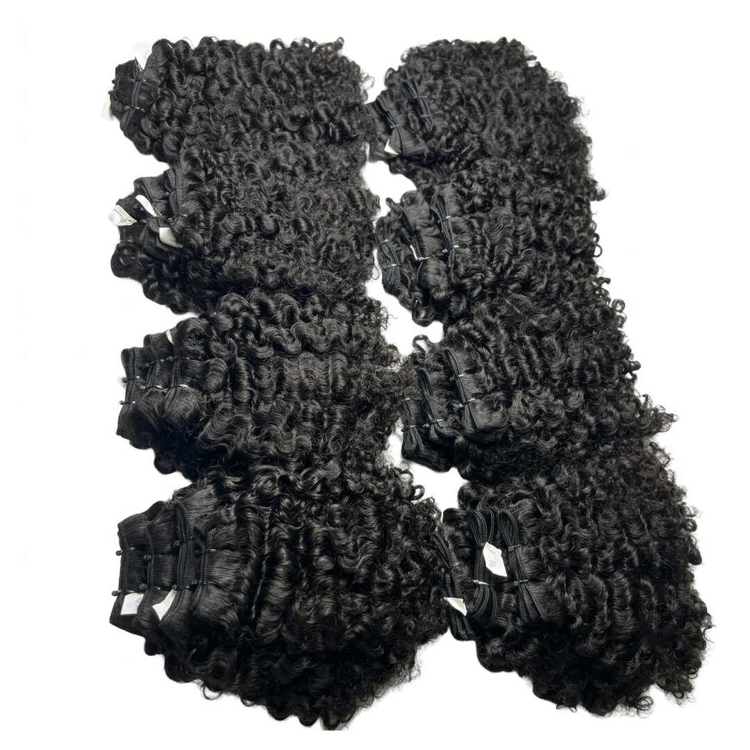 100% Indian Curly Virgin Human Hair Extensions
