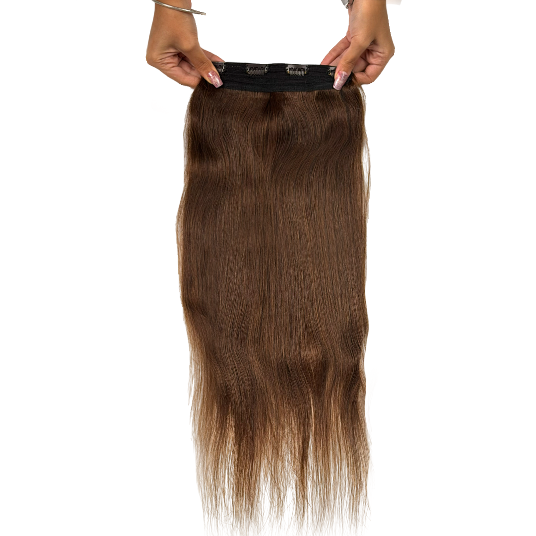 1 Piece 4 Clip-In Straight Hair Extension - Brown